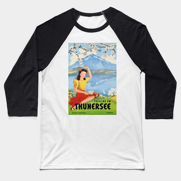 Frühling am Thunersee, Berner Oberland,Schweiz,Travel Poster Baseball T-Shirt by BokeeLee